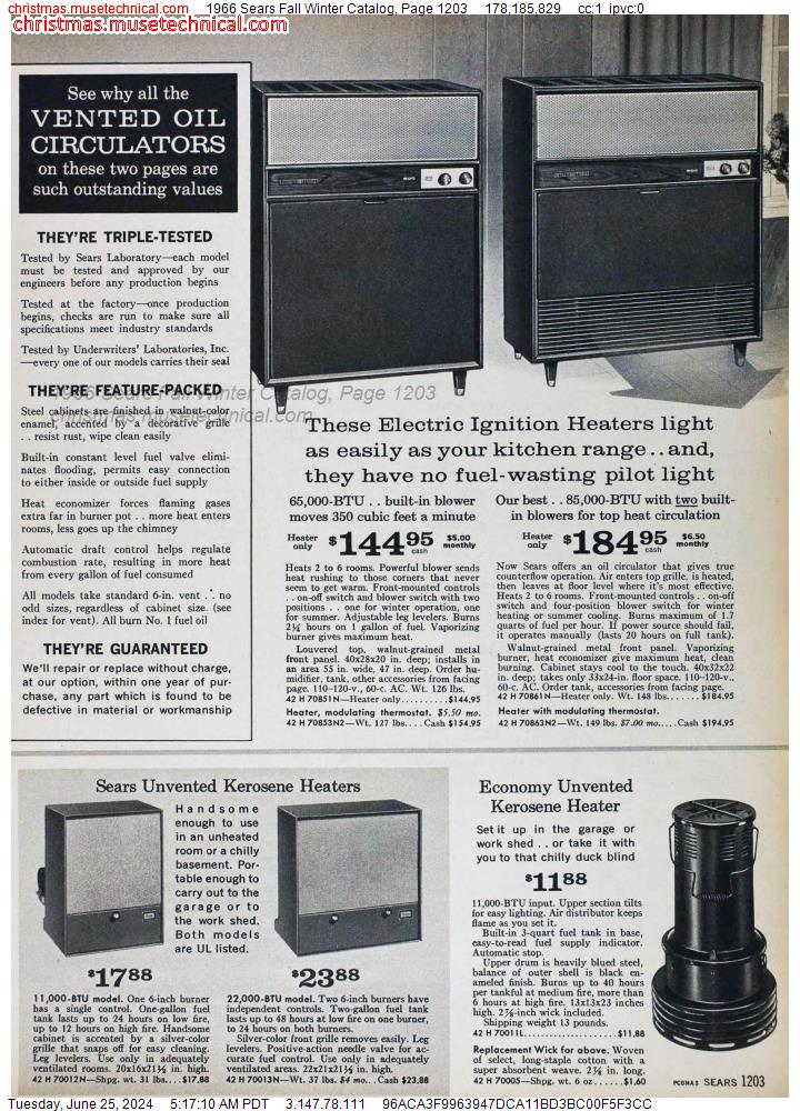 1966 Sears Fall Winter Catalog, Page 1203