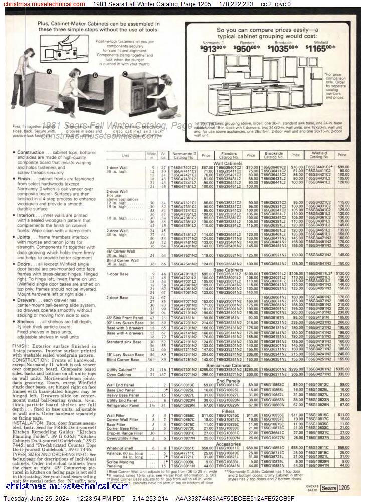 1981 Sears Fall Winter Catalog, Page 1205