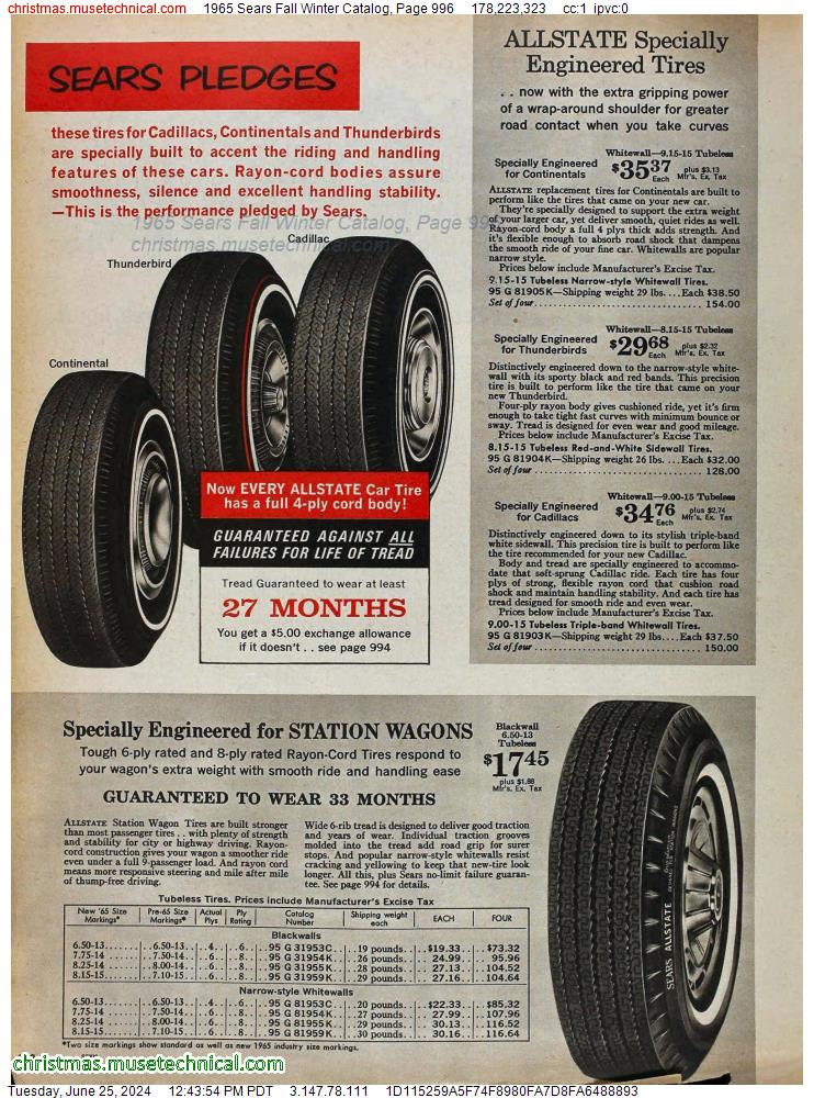 1965 Sears Fall Winter Catalog, Page 996