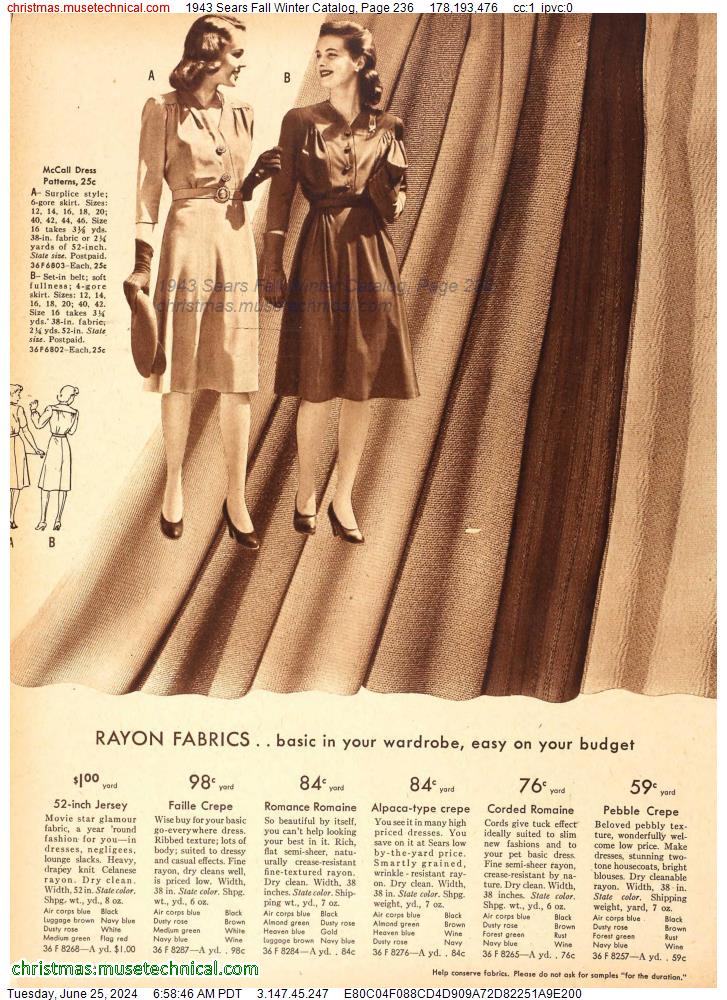 1943 Sears Fall Winter Catalog, Page 236