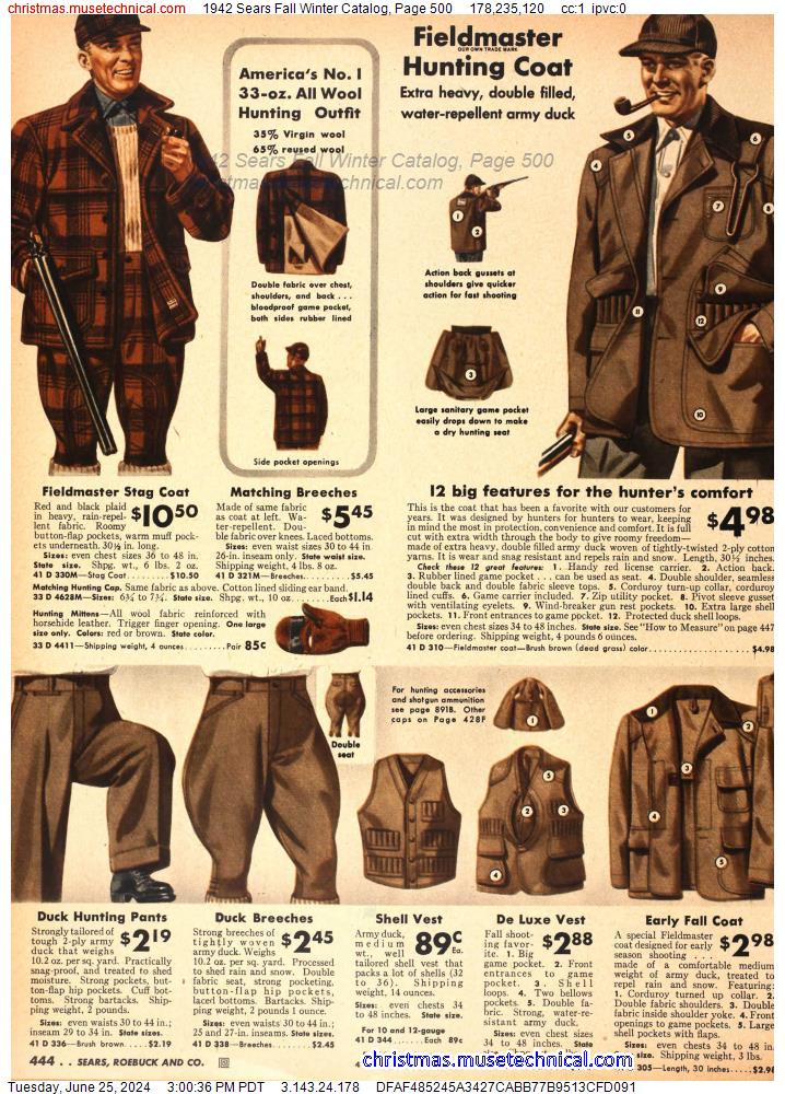 1942 Sears Fall Winter Catalog, Page 500