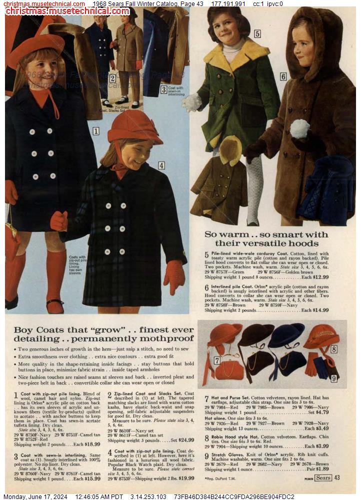 1968 Sears Fall Winter Catalog, Page 43
