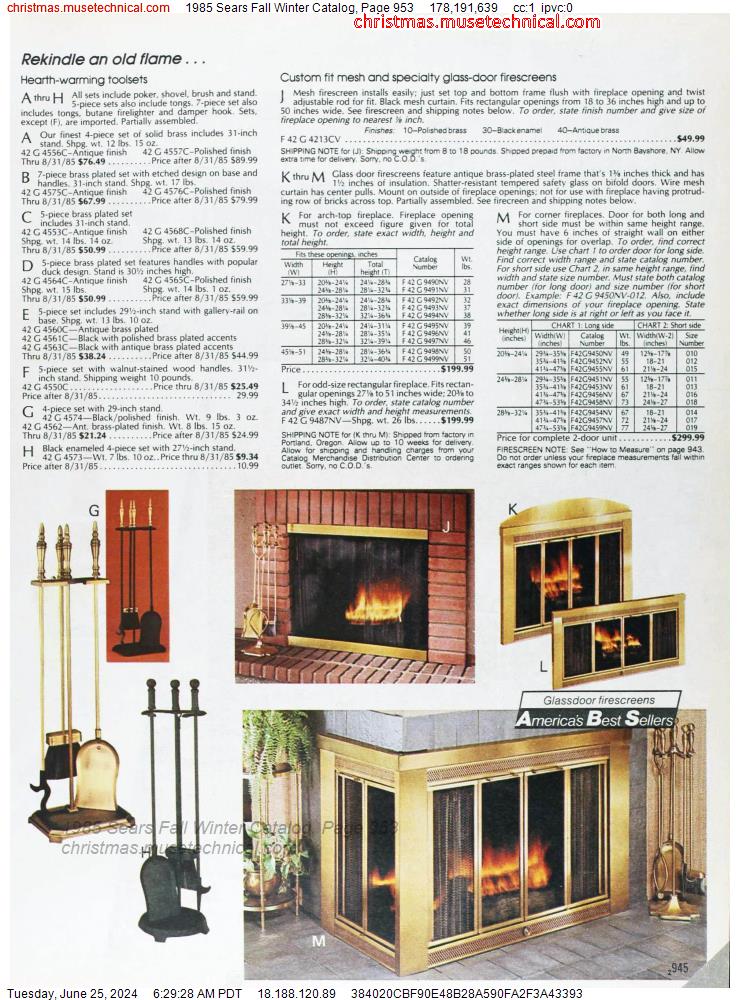 1985 Sears Fall Winter Catalog, Page 953
