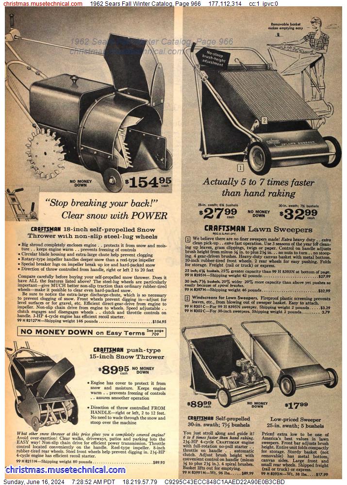1962 Sears Fall Winter Catalog, Page 966