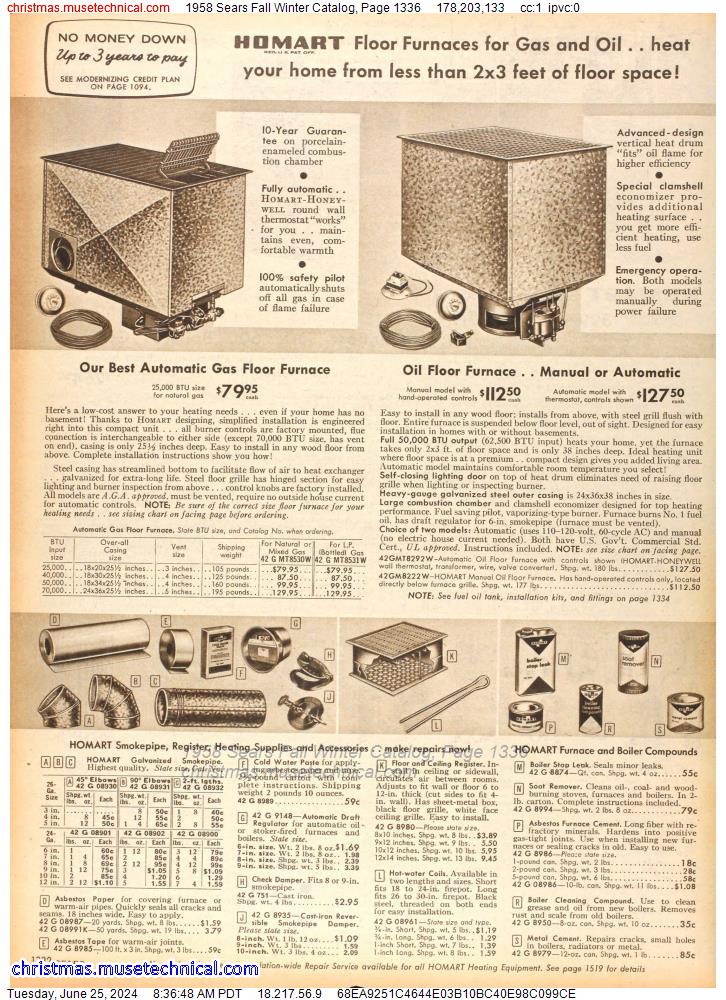 1958 Sears Fall Winter Catalog, Page 1336