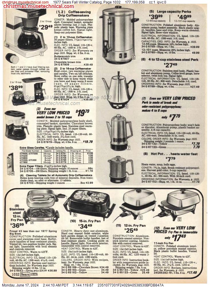 1977 Sears Fall Winter Catalog, Page 1032