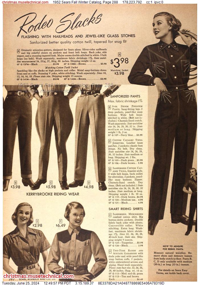 1952 Sears Fall Winter Catalog, Page 288