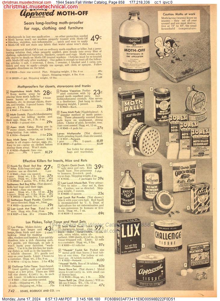 1944 Sears Fall Winter Catalog, Page 858