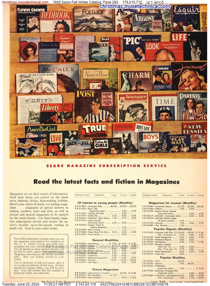 1945 Sears Fall Winter Catalog, Page 280