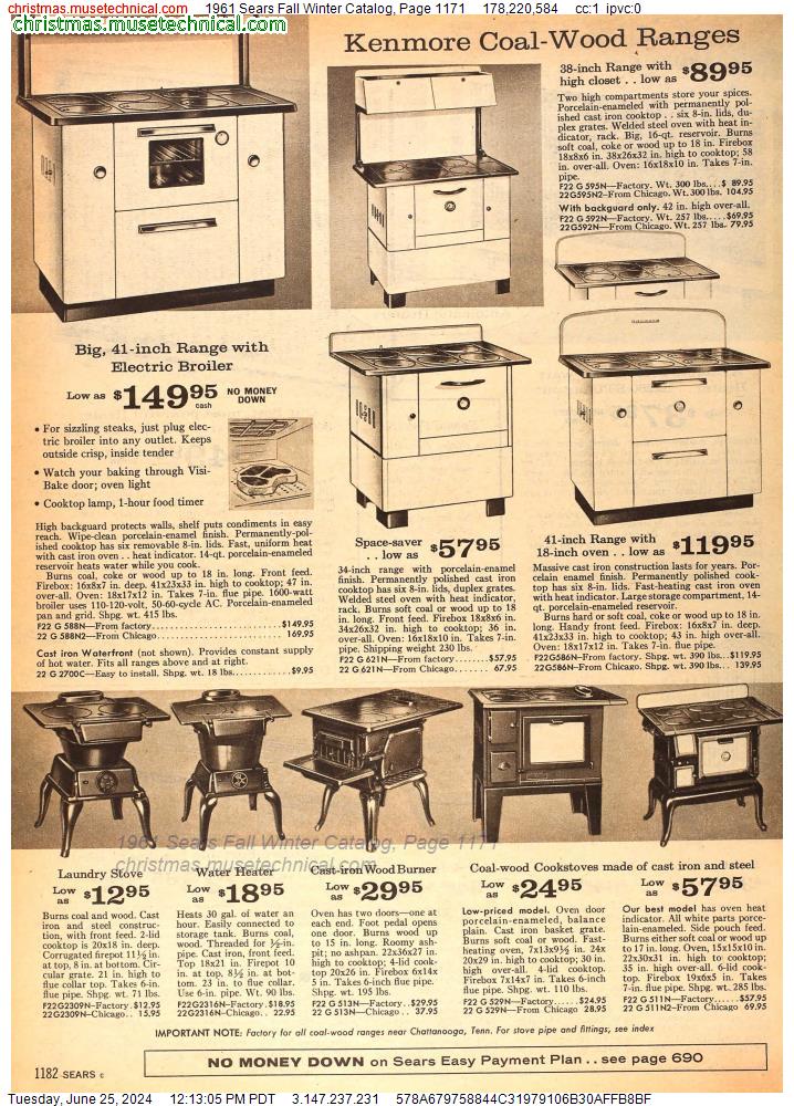 1961 Sears Fall Winter Catalog, Page 1171