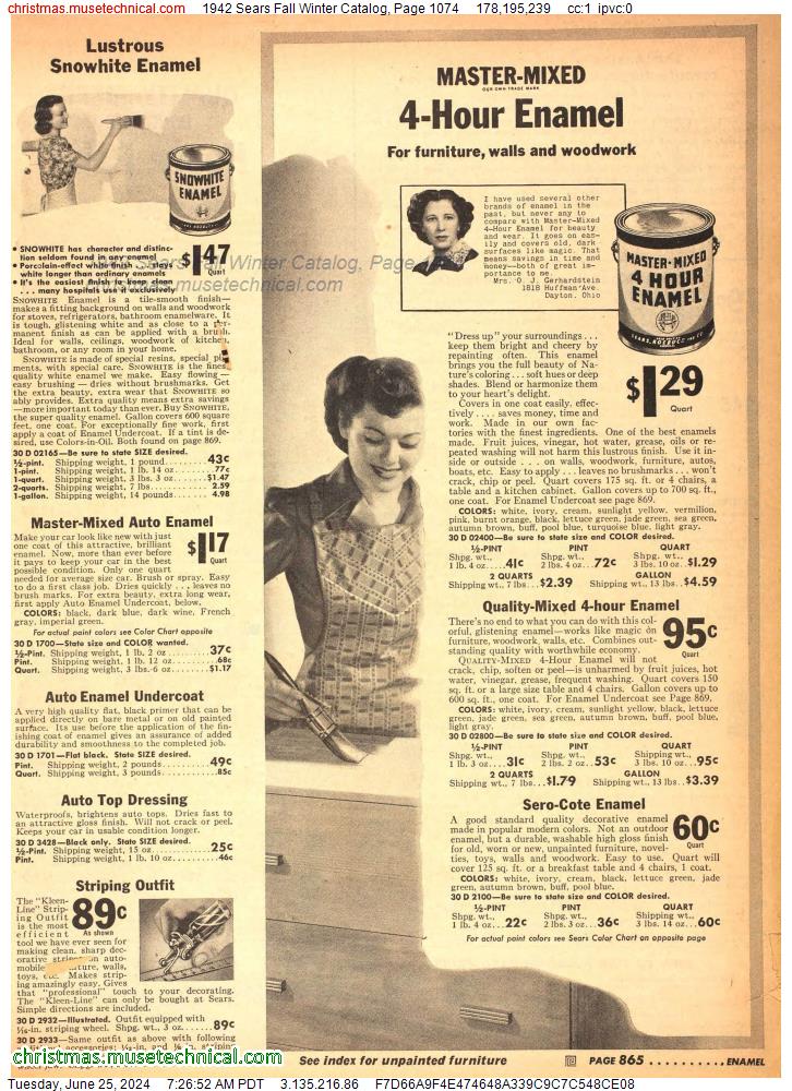1942 Sears Fall Winter Catalog, Page 1074