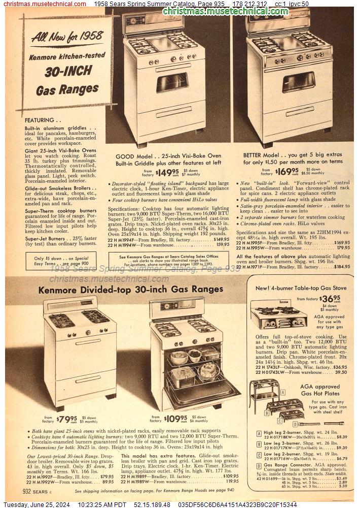 1958 Sears Spring Summer Catalog, Page 935