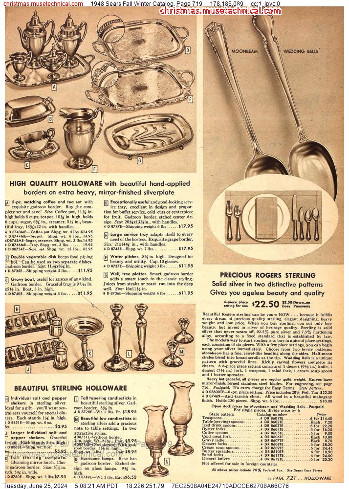 1948 Sears Fall Winter Catalog, Page 719