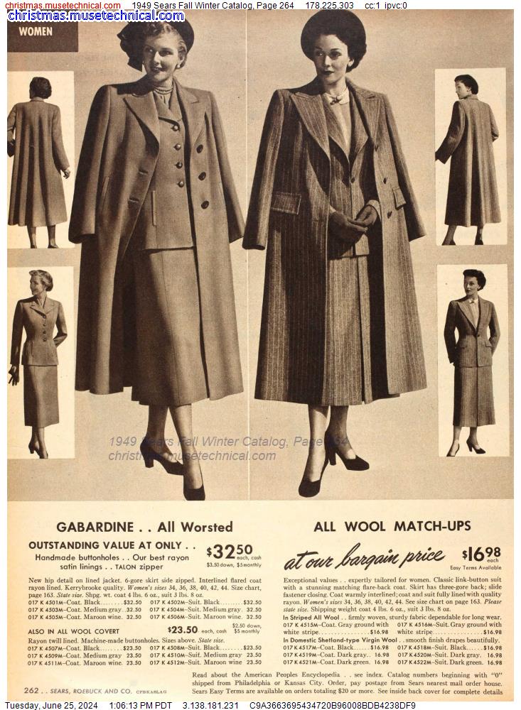 1949 Sears Fall Winter Catalog, Page 264