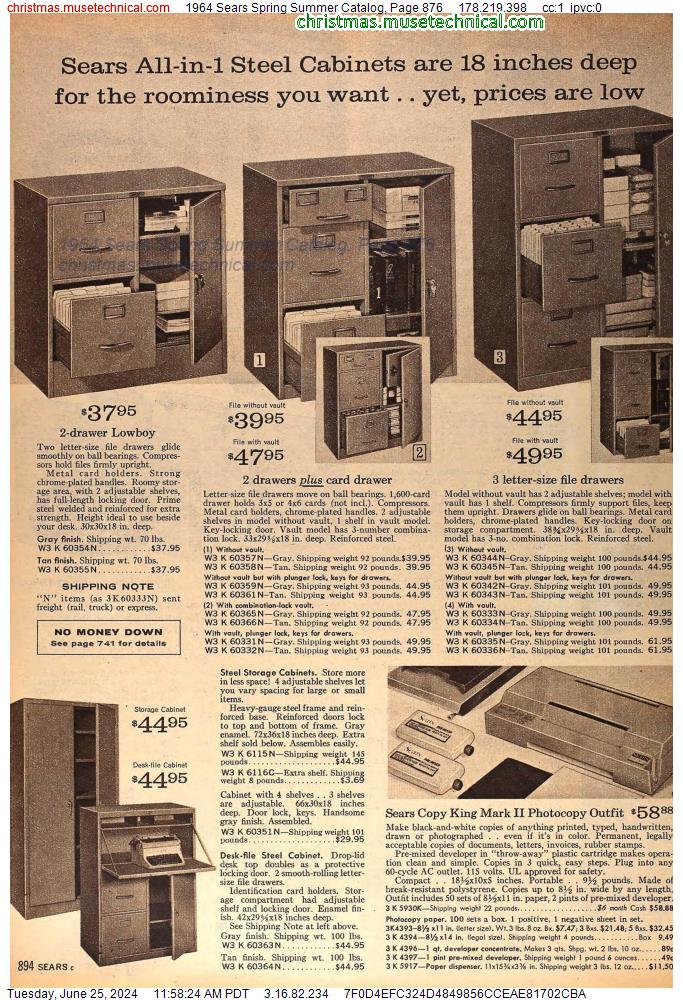1964 Sears Spring Summer Catalog, Page 876