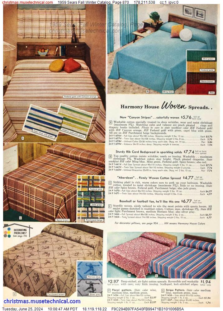 1959 Sears Fall Winter Catalog, Page 870