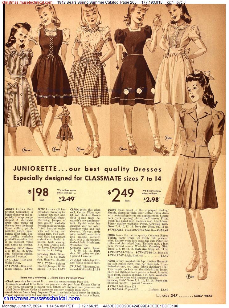 1942 Sears Spring Summer Catalog, Page 265