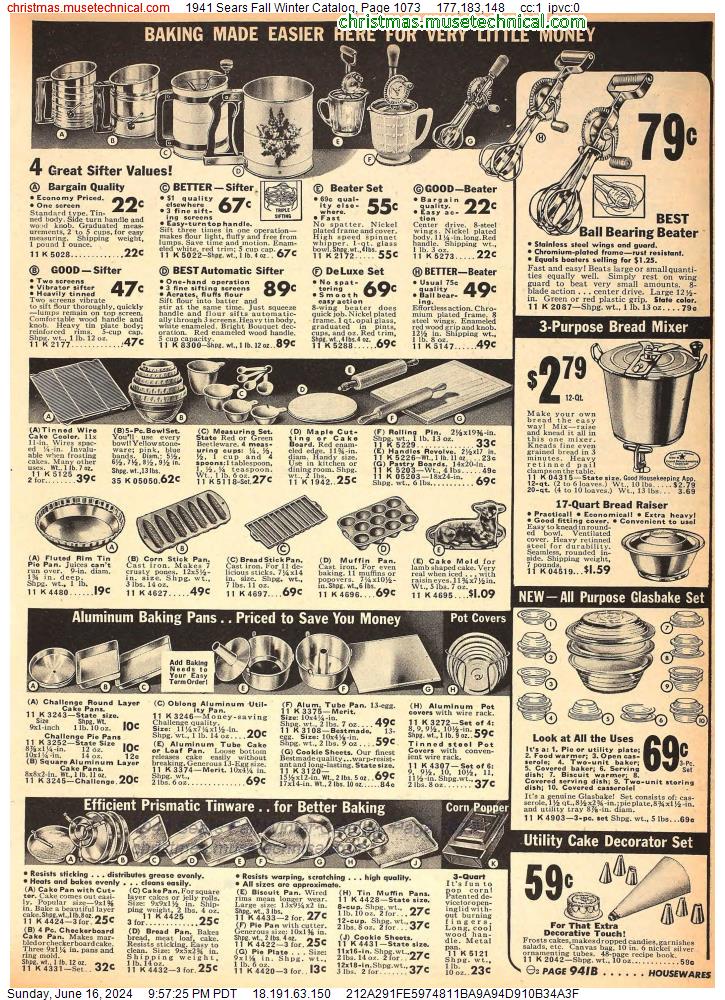 1941 Sears Fall Winter Catalog, Page 1073