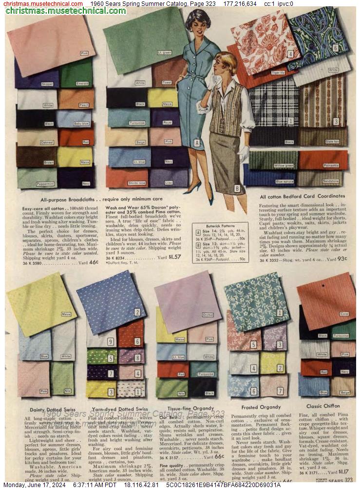 1960 Sears Spring Summer Catalog, Page 323