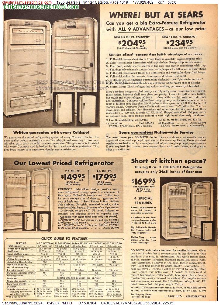 1955 Sears Fall Winter Catalog, Page 1019