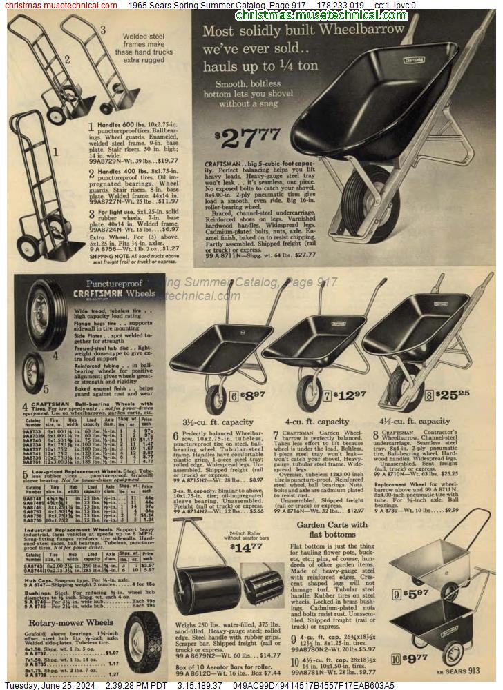 1965 Sears Spring Summer Catalog, Page 917