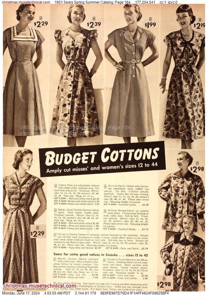 1951 Sears Spring Summer Catalog, Page 164