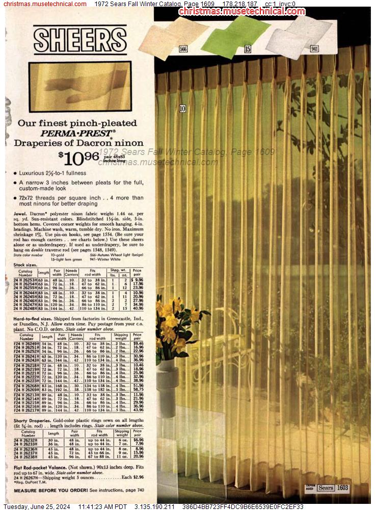 1972 Sears Fall Winter Catalog, Page 1609
