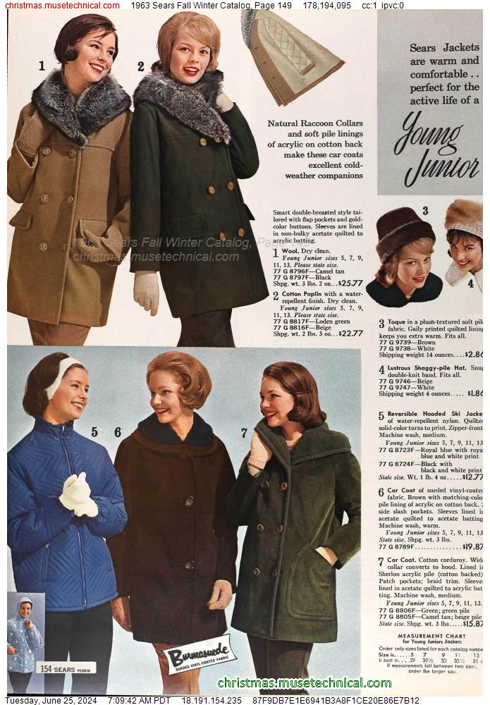 1963 Sears Fall Winter Catalog, Page 149