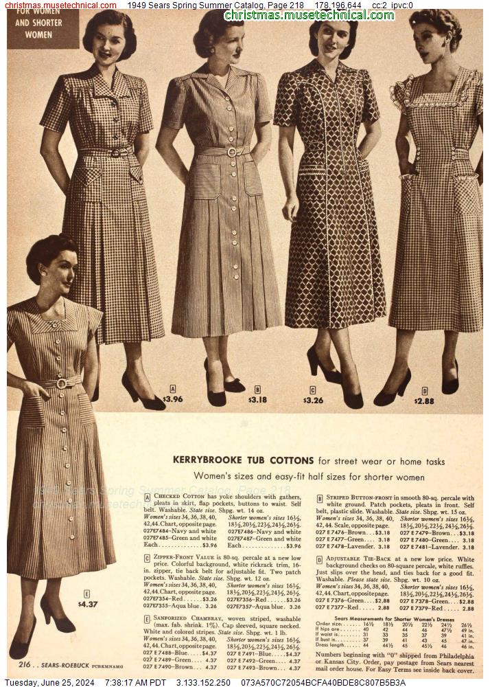 1949 Sears Spring Summer Catalog, Page 218