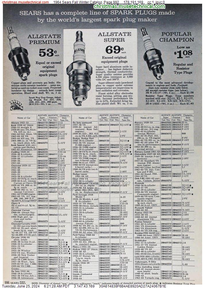 1964 Sears Fall Winter Catalog, Page 992