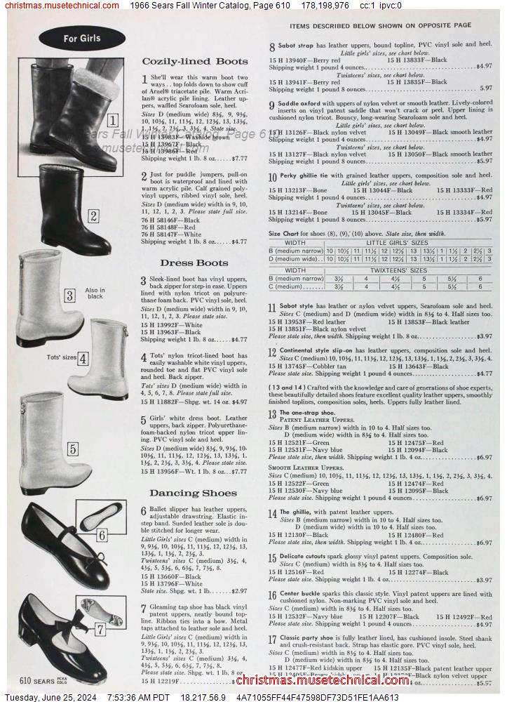 1966 Sears Fall Winter Catalog, Page 610