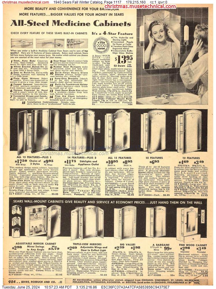 1940 Sears Fall Winter Catalog, Page 1117