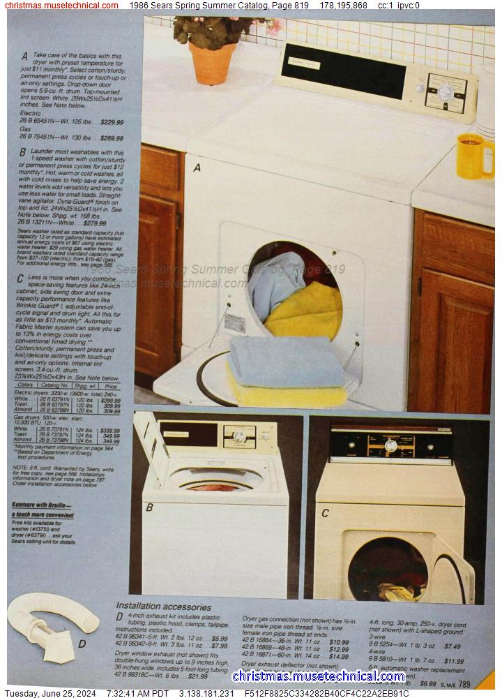 1986 Sears Spring Summer Catalog, Page 819