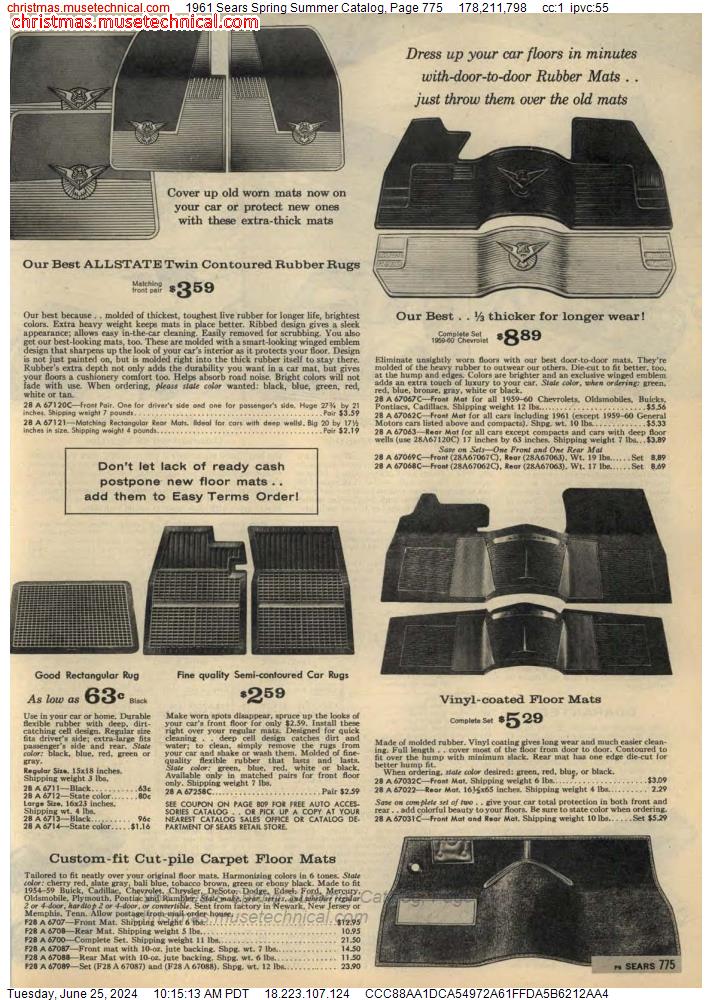 1961 Sears Spring Summer Catalog, Page 775