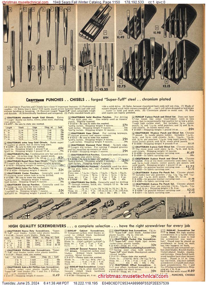 1948 Sears Fall Winter Catalog, Page 1150