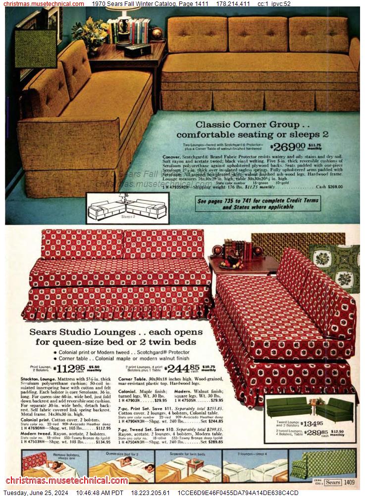 1970 Sears Fall Winter Catalog, Page 1411