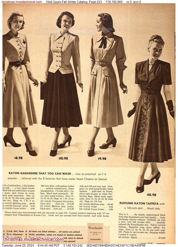 1948 Sears Fall Winter Catalog, Page 223
