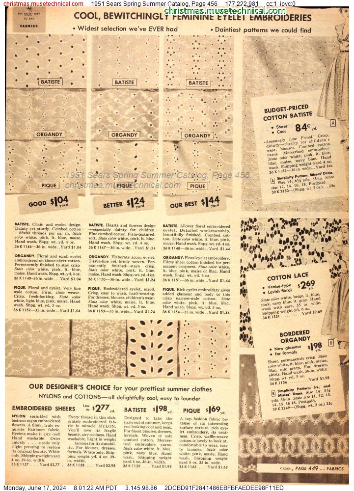 1951 Sears Spring Summer Catalog, Page 456