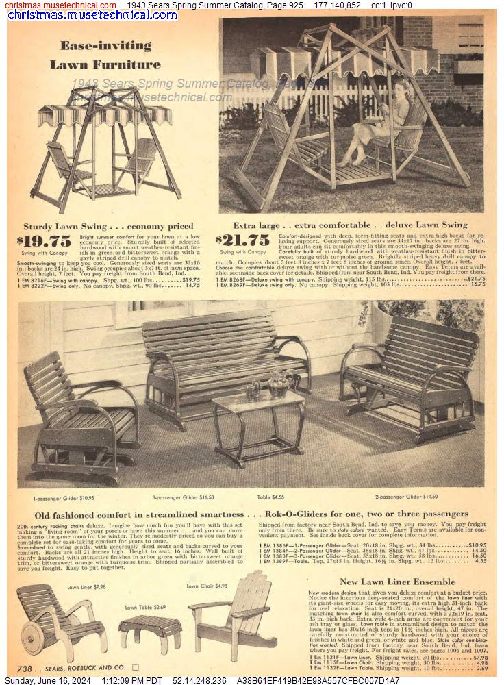 1943 Sears Spring Summer Catalog, Page 925