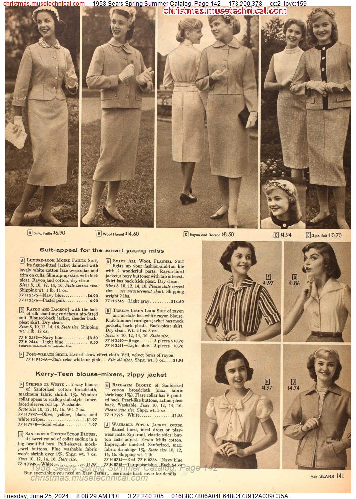 1958 Sears Spring Summer Catalog, Page 142