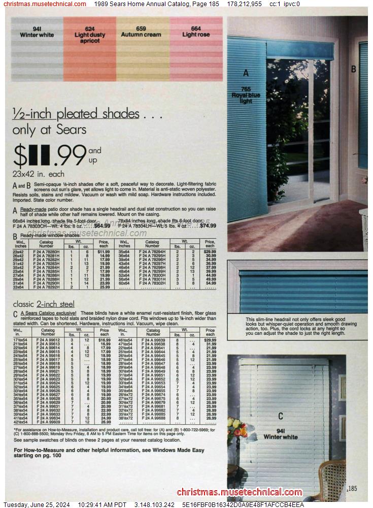 1989 Sears Home Annual Catalog, Page 185