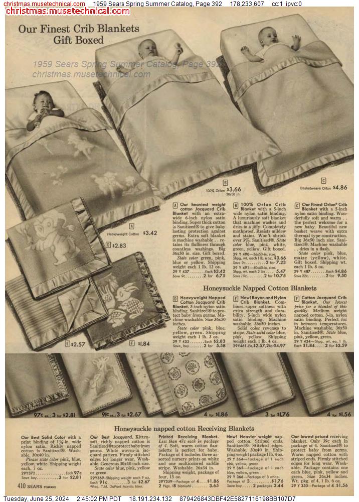 1959 Sears Spring Summer Catalog, Page 392