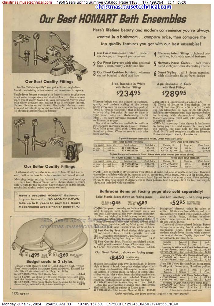 1959 Sears Spring Summer Catalog, Page 1188