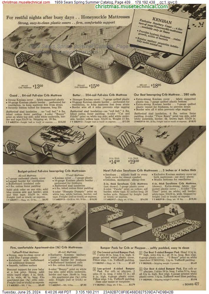 1959 Sears Spring Summer Catalog, Page 409