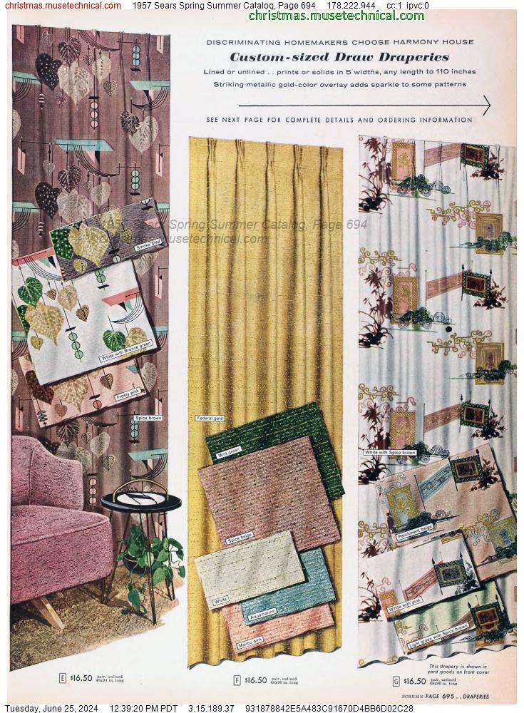 1957 Sears Spring Summer Catalog, Page 694
