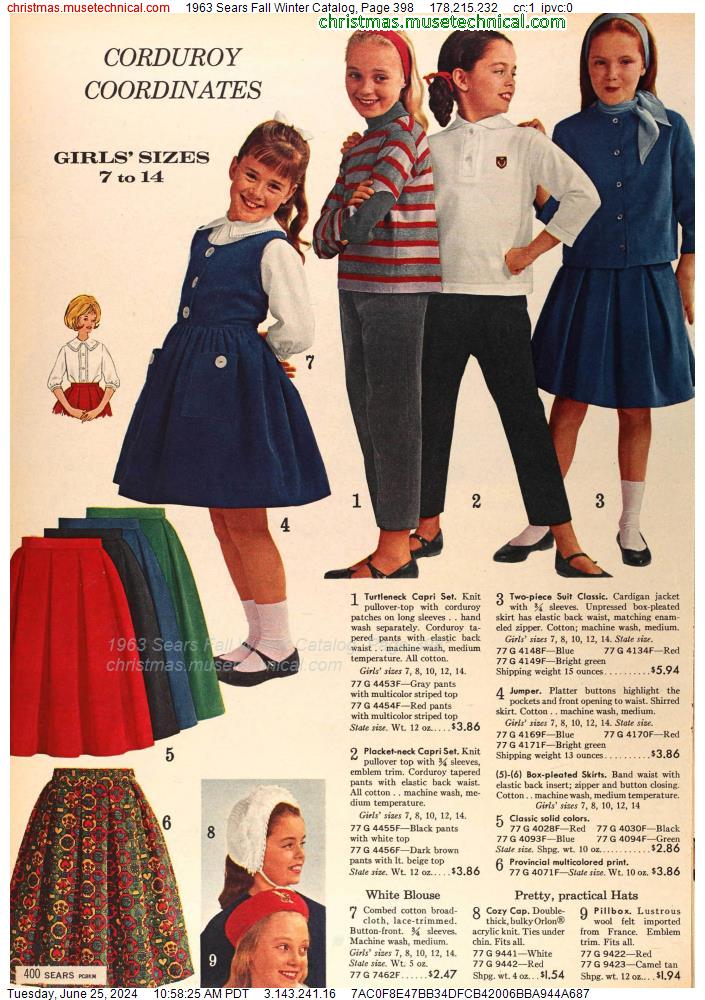 1963 Sears Fall Winter Catalog, Page 398