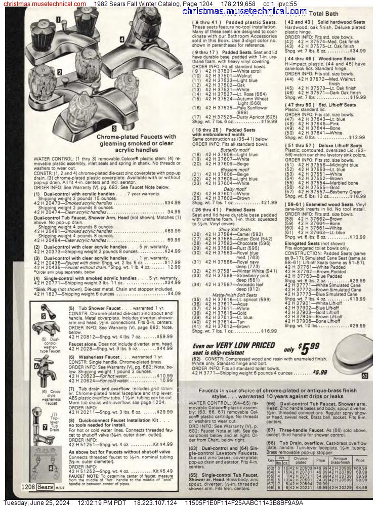 1982 Sears Fall Winter Catalog, Page 1204