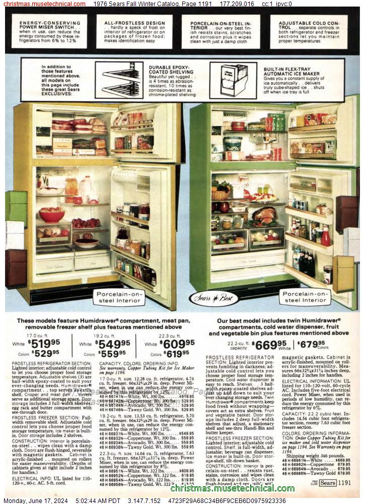 1976 Sears Fall Winter Catalog, Page 1191