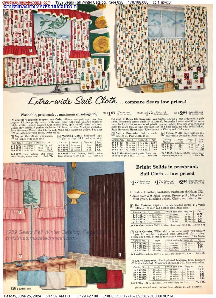 1959 Sears Fall Winter Catalog, Page 838