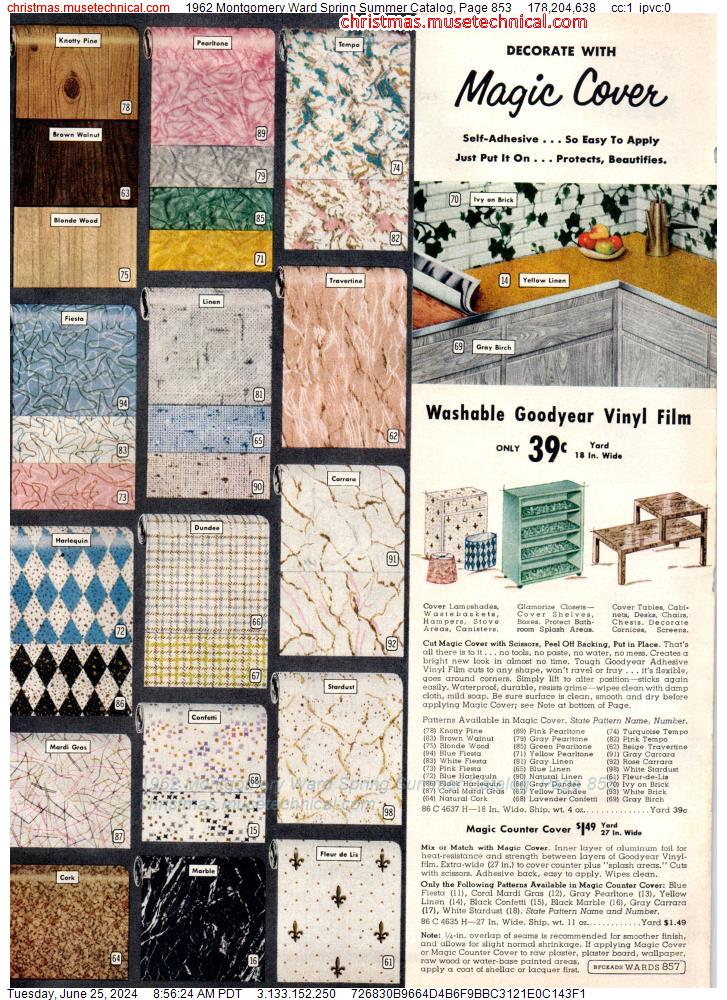 1962 Montgomery Ward Spring Summer Catalog, Page 853